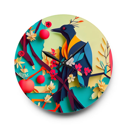 Curious Crow Acrylic Wall Clock, Round and Square
