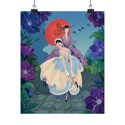 🌂💜 The Ladies Of The Violet Garden Matte Vertical Poster – Art Deco Floral Elegance