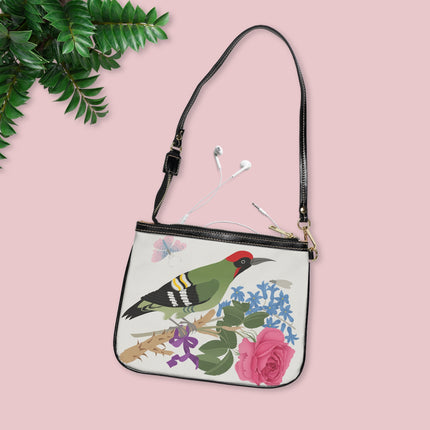 Woodpecker & Rose Shoulder Bag – Spring Charm & Vibrant Nature
