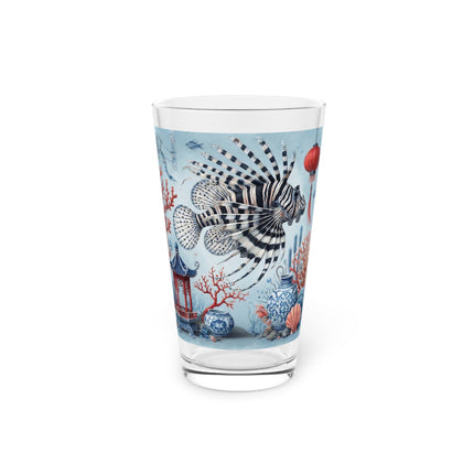 Lionfish & Lantern Pint Glass – Mystical Ocean & Asian Harmony