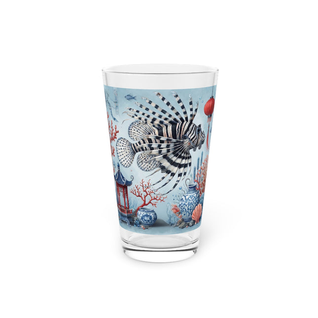 Lionfish & Lantern Pint Glass – Mystical Ocean & Asian Harmony