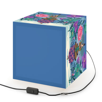🌹❄️ The Holly Rose Of Winter Light Cube Lamp – Art Deco Christmas Garden