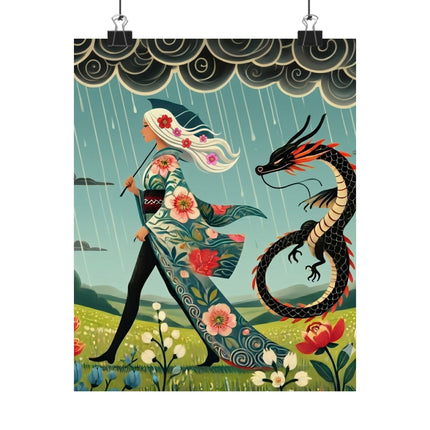 🐉🧚 The Dragon Fairy's Stride Matte Vertical Poster – Strength, Grace & Stormbound Magic
