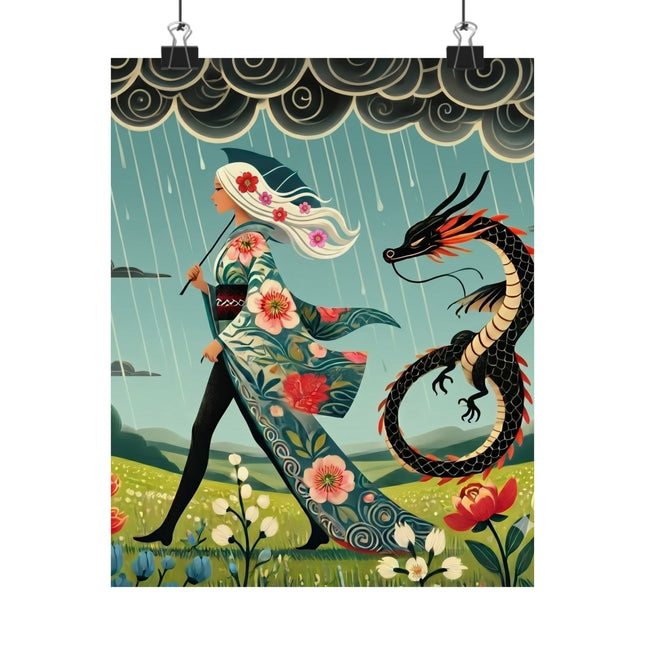🐉🧚 The Dragon Fairy's Stride Matte Vertical Poster – Strength, Grace & Stormbound Magic