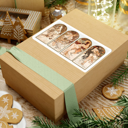 The Seasons by Alphonse Maria Mucha Kiss-Cut Stickers (4 Sizes)