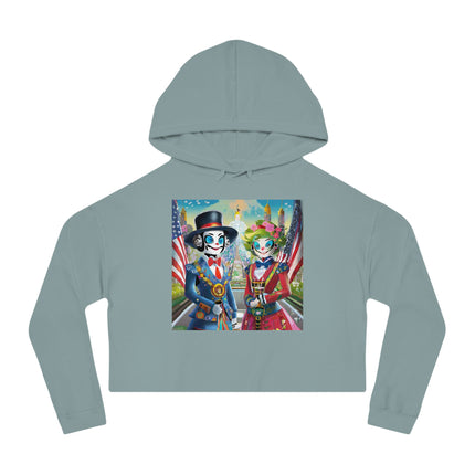 Cyber Punk Robot Cropped Hooded Sweatshirt