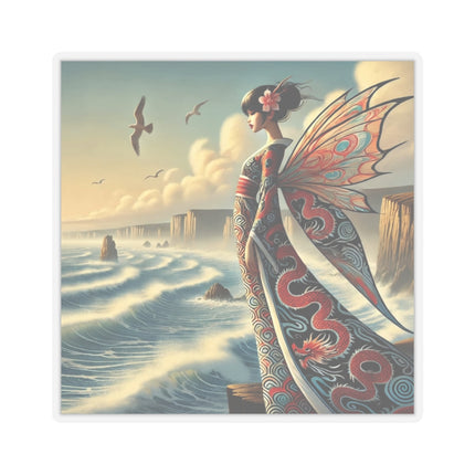 🌊🧚 Coastal Fairy Kiss-Cut Sticker – Serene Grace & Oceanic Magic