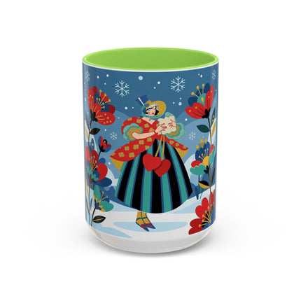 ❤️❄️ The Winter Heart Messenger Colorful Mug – Art Deco Snow Garden Fantasy