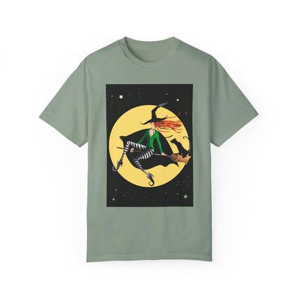 A Witch’s Moonlit Flight Unisex Garment-Dyed T-shirt