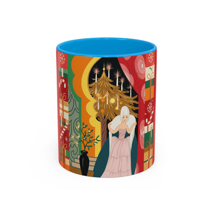 ❤️ The Lady Of The Candlelit Christmas Alcove Colorful Mug – Art Deco Holiday Elegance