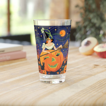 🧙‍♀️🎃 The Witch Of Pumpkin Moon Hollow Glass, 16oz – Whimsical Halloween Magic