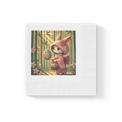 Geisha Kitten’s Easter White Coined Napkins
