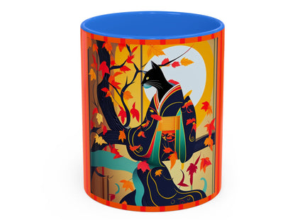 Black Cat in Kimono Colorful Mugs, 11oz