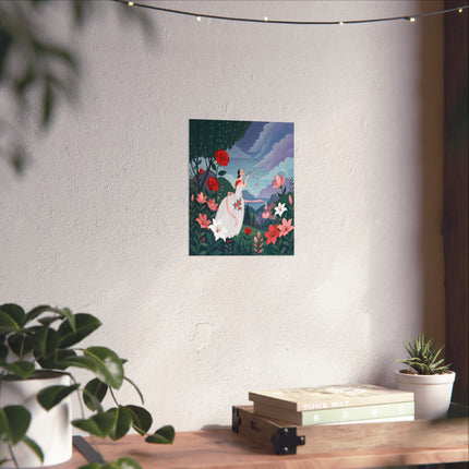 🌹💌 The Lady Of The Whispering Roses Matte Vertical Poster – Art Deco Garden Romance