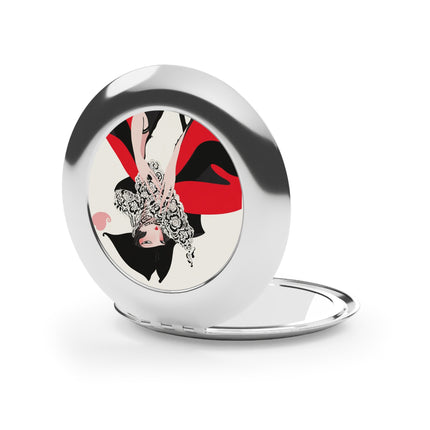 Crimson Masquerade Compact Mirror – Dramatic Grace & Bold Elegance