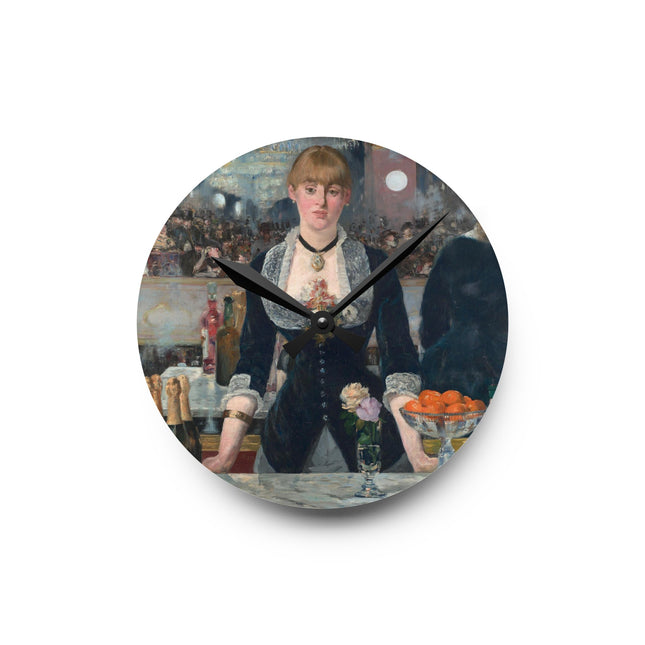 A Bar at the Folies-Bergère by Edouard Manet Acrylic Wall Clock, Round and Square
