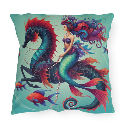 Mermaid & Sea Dragon Outdoor Pillows – Ocean Guardian & Mythic Beauty