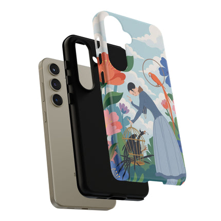 🦜🌺 The Lady Of The Garden Aviary Phone Case – Art Deco Floral Whimsy