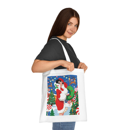 🍬🎄 The Lady Of The Peppermint Christmas Garden Cotton Tote Bag – Art Deco Holiday Fantasy