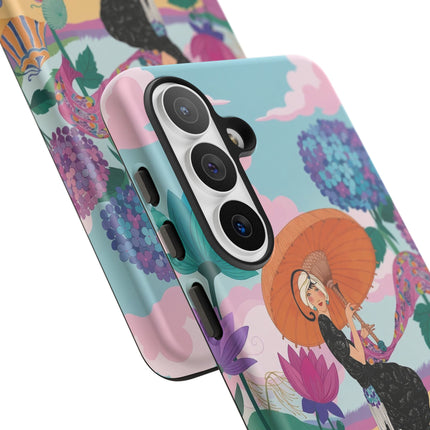 🌊☂️ The Lady Of The Flowered Seashore Phone Case – Art Deco Seaside Fashion