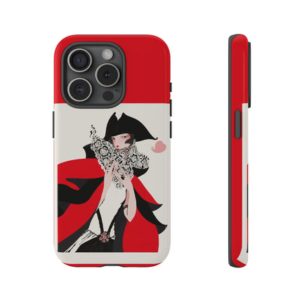 Crimson Masquerade Phone Case – Dramatic Grace & Bold Elegance