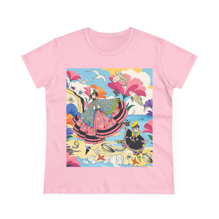 🐚🐟 The Seaside Fantasy Cotton Tee – Art Deco Ocean Whimsy