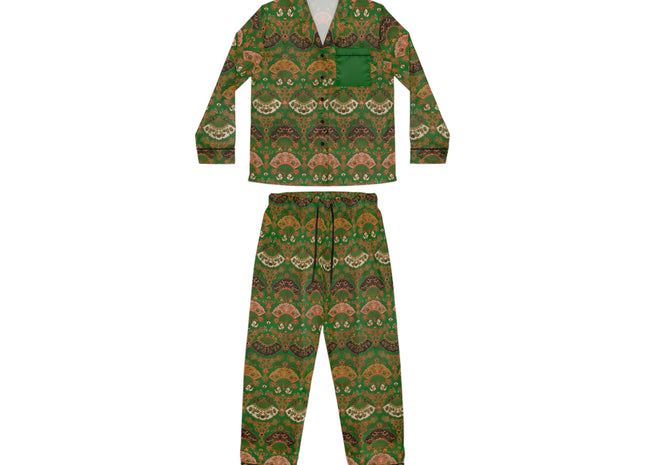 Japanese Fan Pattern by G.A. Audsley Women's Satin Pajamas (AOP)