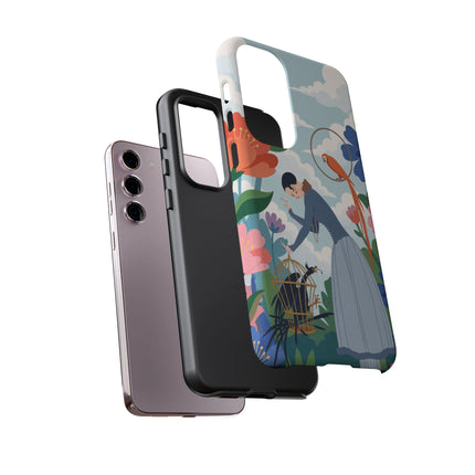 🦜🌺 The Lady Of The Garden Aviary Phone Case – Art Deco Floral Whimsy