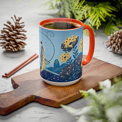 🌼🦋 The Enchanted Butterfly Garden Promenade Colorful Mug – Art Deco Floral Whimsy