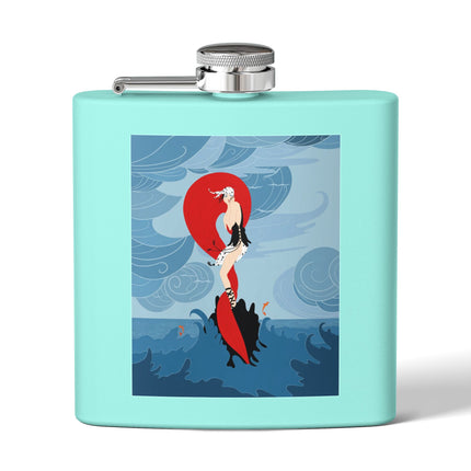 Siren of the Waves Stainless Steel Flask – Dramatic Sea Power & Bold Elegance