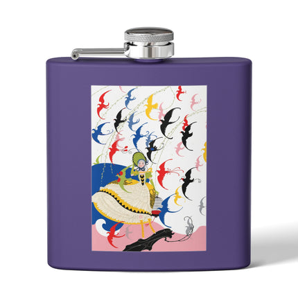 Flight of the Songbirds Stainless Steel Flask – Theatrical Whimsy & Colorful Harmony
