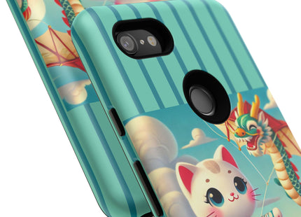 Geisha Kitten and the Dragon Kite Phone Cases