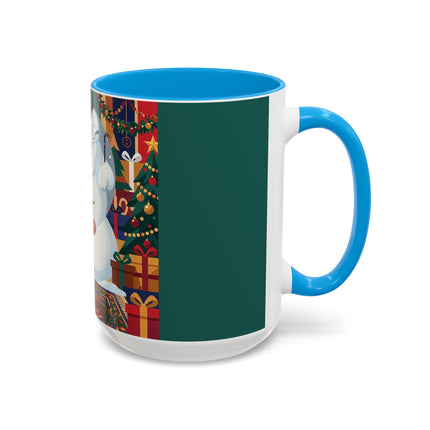 ☃️🎄 The Snowman's Christmas Companion Colorful Mug – Art Deco Holiday Fantasy