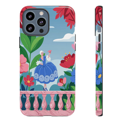 🌺🪭 The Lady Of The Grand Flower Terrace Phone Case – Art Deco Garden Elegance