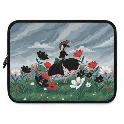🌧️🌺 The Lady Of The Storm Garden Laptop Sleeve – Art Deco Floral Drama