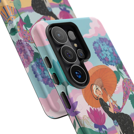🌊☂️ The Lady Of The Flowered Seashore Phone Case – Art Deco Seaside Fashion