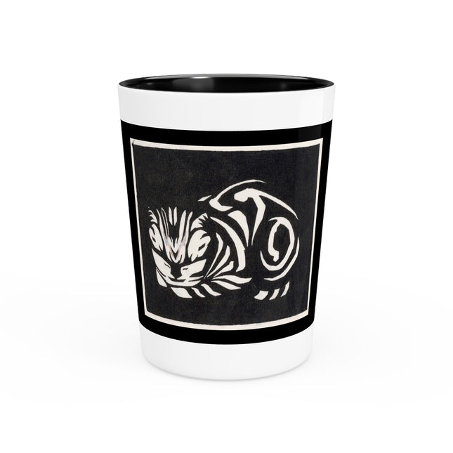 December (Cat Lying) by Anna Julia de Graag Ceramic Shot Glass
