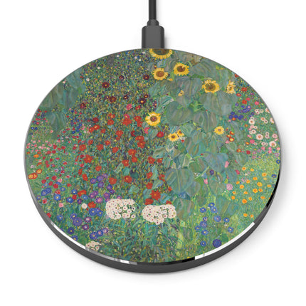 Farm Garden with Sunflowers by Gustav Klimt Wireless Charger