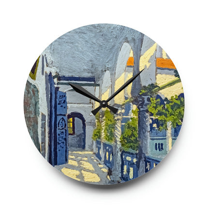 Gallery of a Moroccan Riad Acrylic Wall Clock, Round and Square