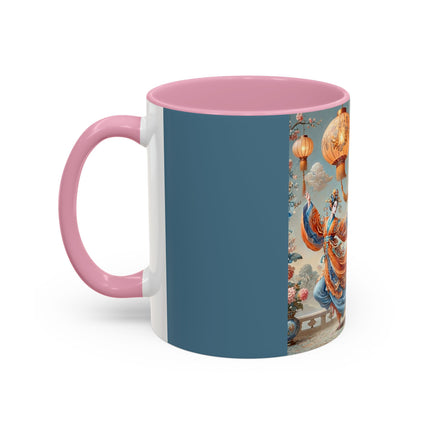 Golden Dragon & Lantern Lady Colorful Mug – Imperial Dragon & Elegant Harmony