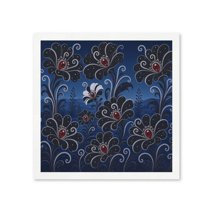 🌙🖤 The Midnight Jewel Flower Garden Napkins – Art Deco Botanical Elegance