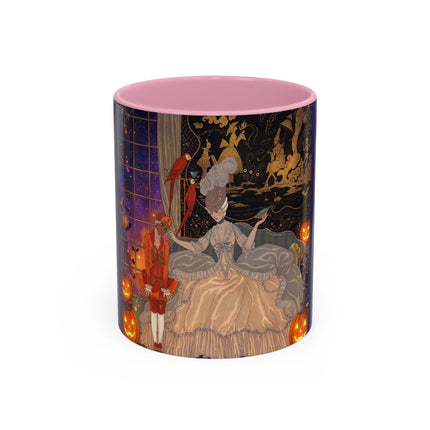 🌙🎃 The Moonlit Parlor Masquerade Colorful Mug – Elegant Halloween Romance