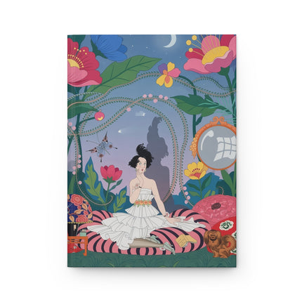🌙🌺 The Lady Of The Moonlit Secret Garden Hardcover Journal – Art Deco Floral Whimsy