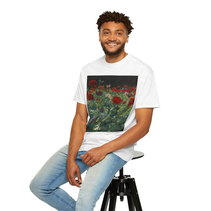 Poppies (A Study of Poppies for Carnation, Lily, Lily, Rose) by John Singer Sargent Unisex Garment-Dyed T-shirt