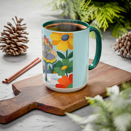 ❄️🌼 The Winter Flower Wanderer Colorful Mug – Colorful Art Deco Snow Fantasy