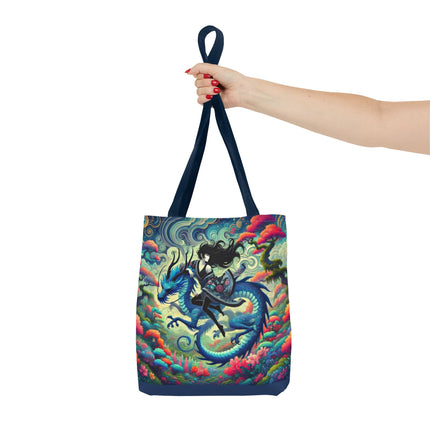 Mystic Guardian of the Sky Tote Bag – Warrior Fairy & Turquoise Dragon