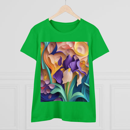 The Elegant Iris Flower Women's Midweight Cotton Tee