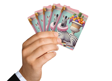 Still Life with Zebra, Fruit, and Pink Columns Playing Cards