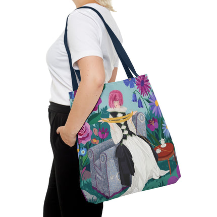 🌹🧶 The Lady Of The Golden Yarn Tote Bag – Art Deco Floral Elegance