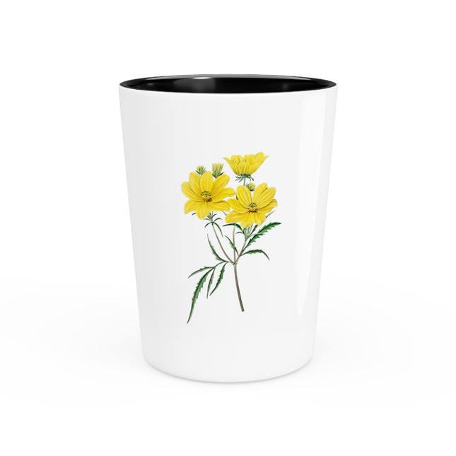 Vintage Yellow Coreopsis Flower Ceramic Shot Glass